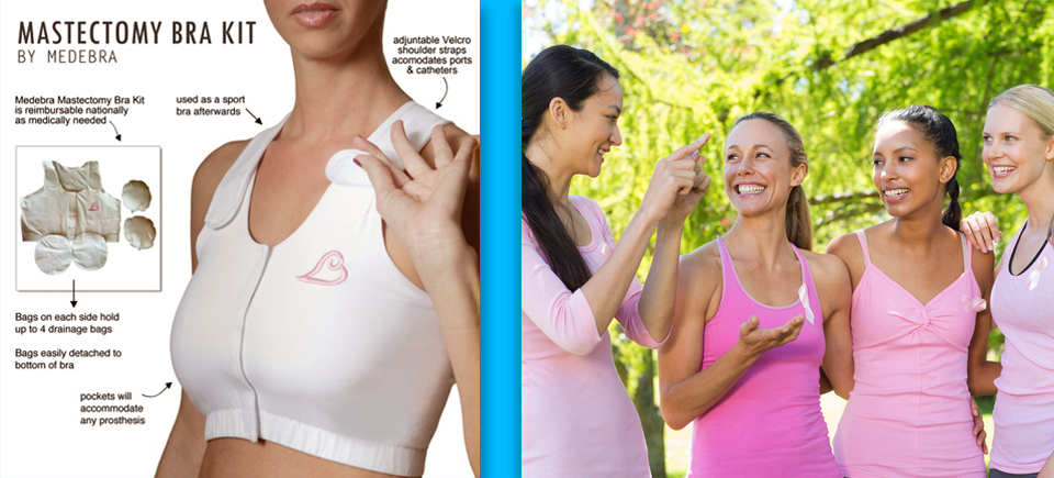 After Mastectomy Bra- Breast Surgery Kit, Bra -Puff Prosthesis for Surgery